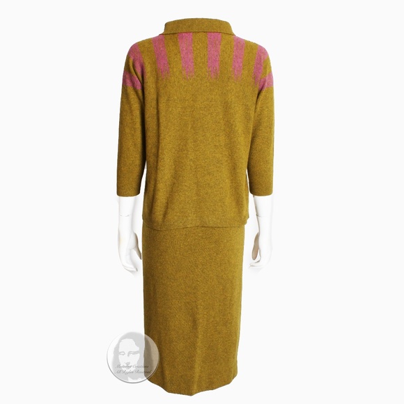 Bonnie Cashin Cashmere Sweater and Skirt Suit 2pc Intarsia Knit Saks 1960s Rare - Picture 7 of 9